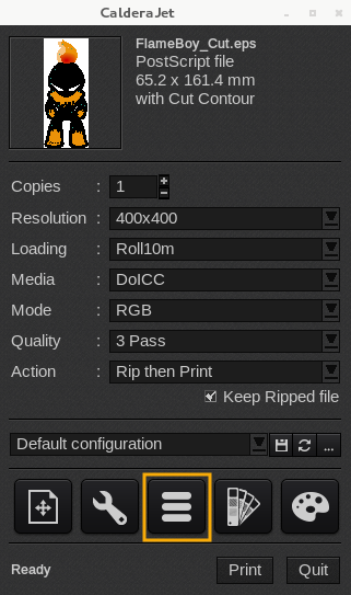 Spooler icon in the Print module